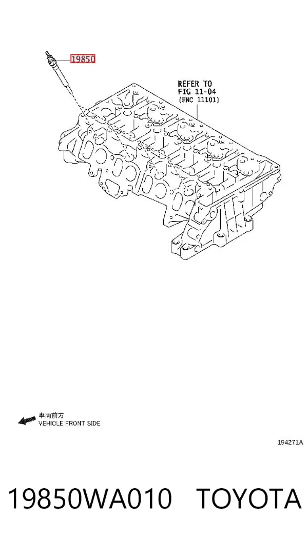 Bujía de precalentamiento 19850WA010 Toyota