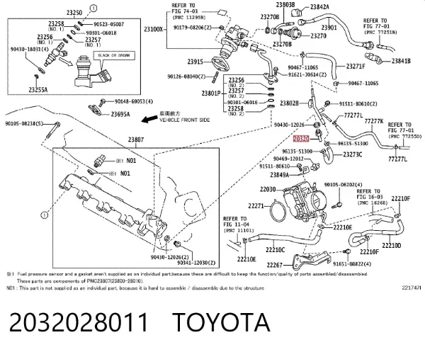 Válvula de retorno de combustible 2032028011 Toyota
