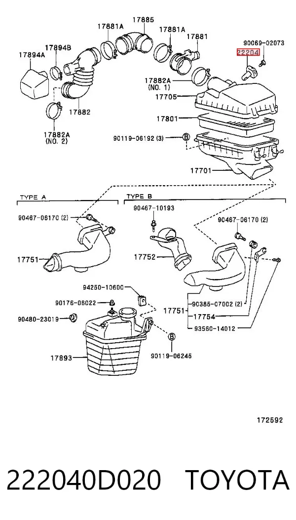 Caudalímetro 222040D020 Toyota