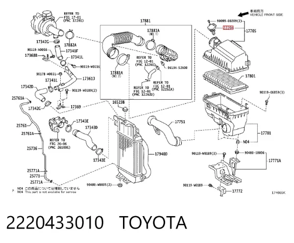 Caudalímetro 2220433010 Toyota