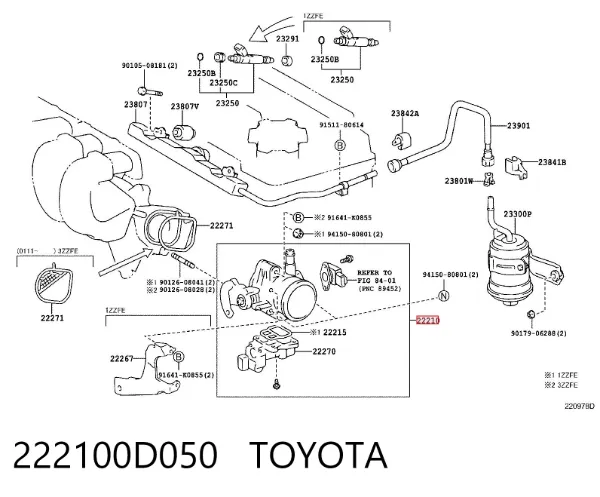 Cuerpo de mariposa 222100D050 Toyota