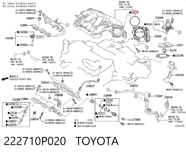 Junta cuerpo mariposa Lexus RX 300/330/350/400H