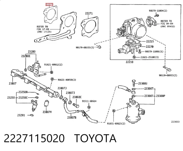 Junta cuerpo mariposa 2227115020 Toyota
