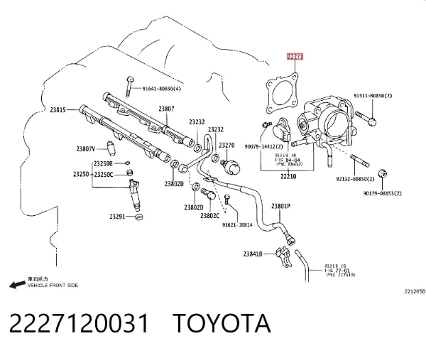 Junta cuerpo mariposa 2227120031 Toyota