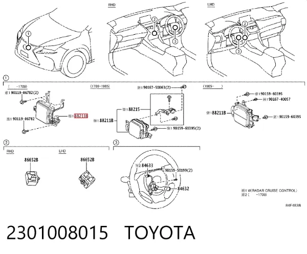 Sensor de distancia por radar 2301008015 Toyota