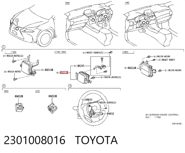 Sensor de distancia por radar 2301008016 Toyota