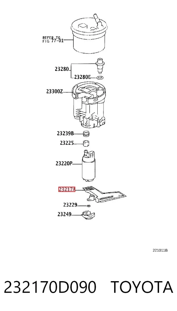 Filtro de combustible 232170D090 Toyota