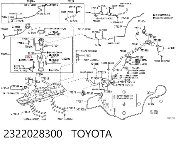Elemento de turbina de la bomba de combustible 2322028300 Toyota