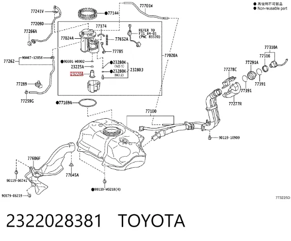 Unidad de alimentación de combustible 2322028381 Toyota