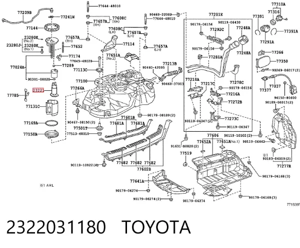 Elemento de turbina de la bomba de combustible 2322031180 Toyota