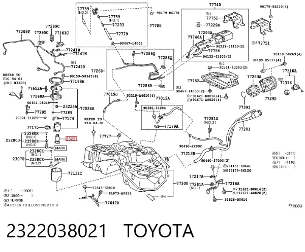 Elemento de turbina de la bomba de combustible 2322038021 Toyota