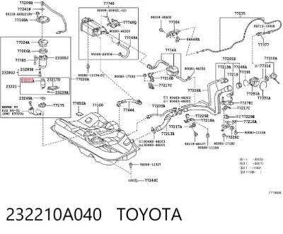 Bomba de combustible eléctrica sumergible TOYOTA 232210A040