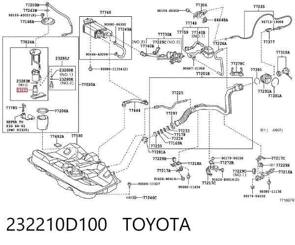 Elemento de turbina de la bomba de combustible 232210D100 Toyota