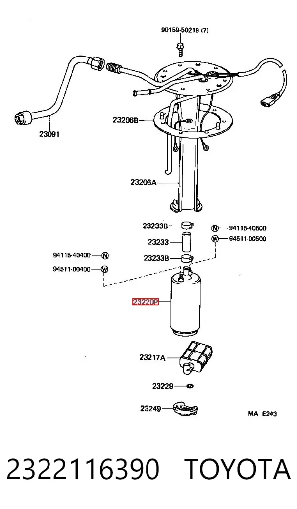 Elemento de turbina de la bomba de combustible 2322116390 Toyota