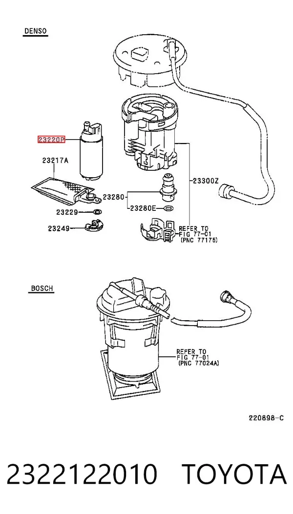 Elemento de turbina de la bomba de combustible 2322122010 Toyota