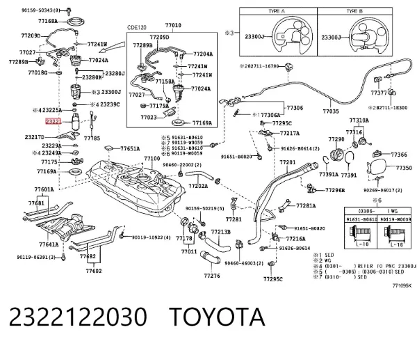 Elemento de turbina de la bomba de combustible 2322122030 Toyota