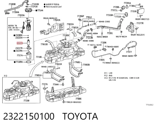 Elemento de turbina de la bomba de combustible 2322150100 Toyota