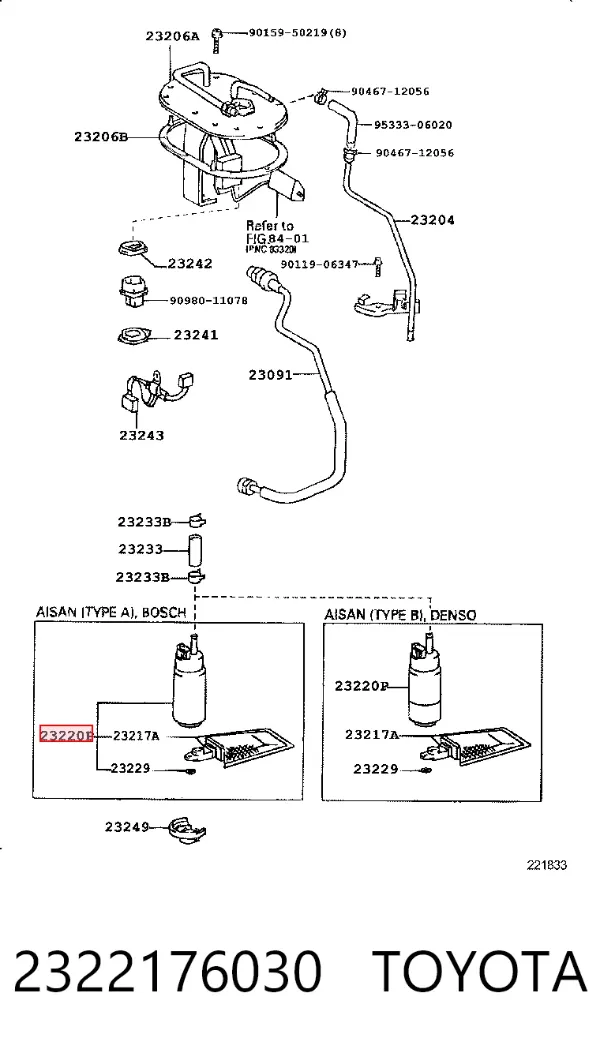 Elemento de turbina de la bomba de combustible 2322176030 Toyota