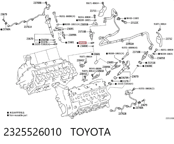 Junta de inyectores 2325526010 Toyota