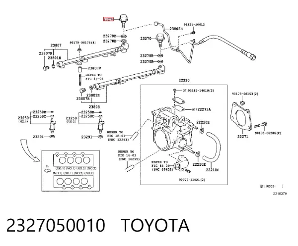 Regulador de presión de combustible 2327050010 Toyota