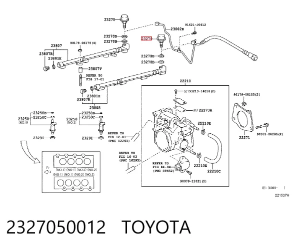 Regulador de presión de combustible 2327050012 Toyota