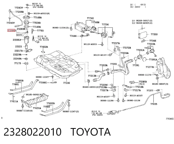 Regulador de presión de combustible del módulo de la bomba en el tanque 2328022010 Toyota