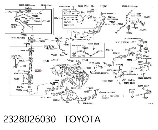 Regulador de presión de combustible 2328026030 Toyota