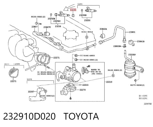 Junta de inyectores 232910D020 Toyota