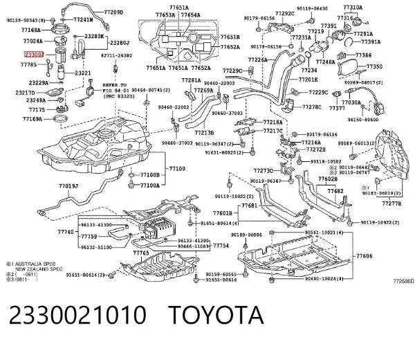 Filtro de combustible 2330021010 Toyota