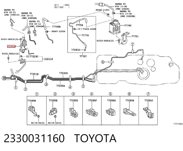 Filtro de combustible 2330031160 Toyota