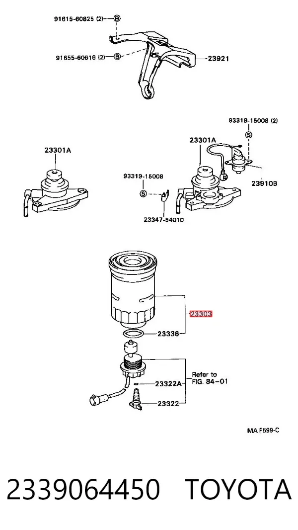 Filtro de combustible 2339064450 Toyota