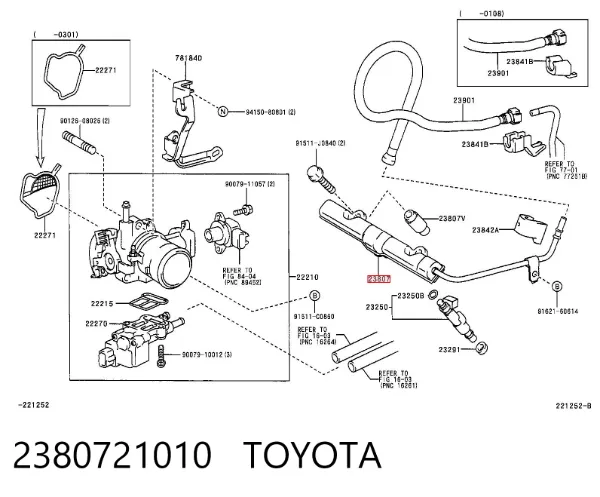 Rampa de combustible 2380721010 Toyota