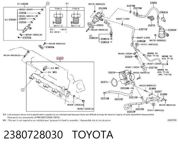 Rampa de combustible 2380728030 Toyota