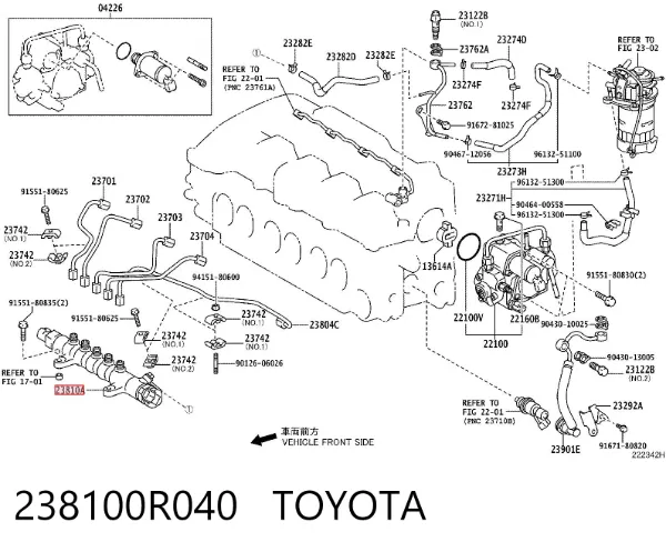 Rampa de combustible 238100R040 Toyota