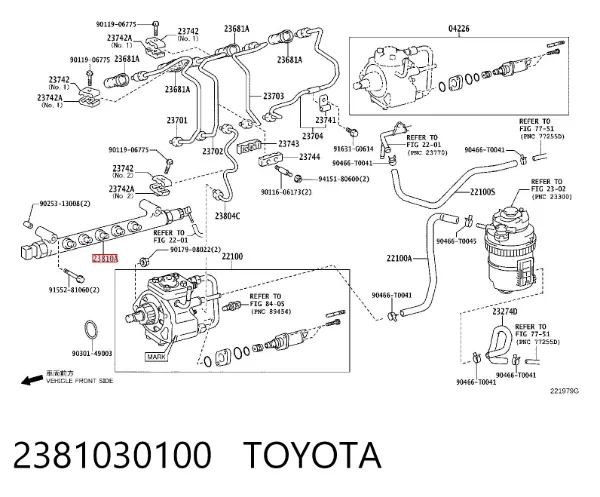 Rampa de combustible 2381030100 Toyota