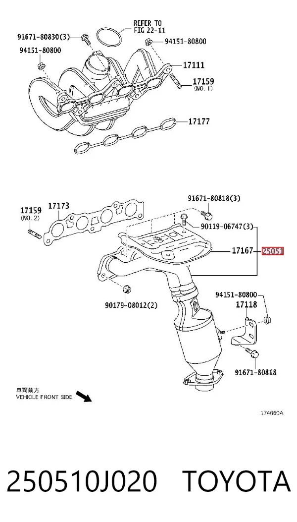 Catalizador 250510J020 Toyota