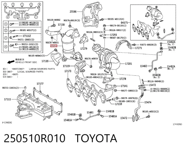 Catalizador 250510R010 Toyota