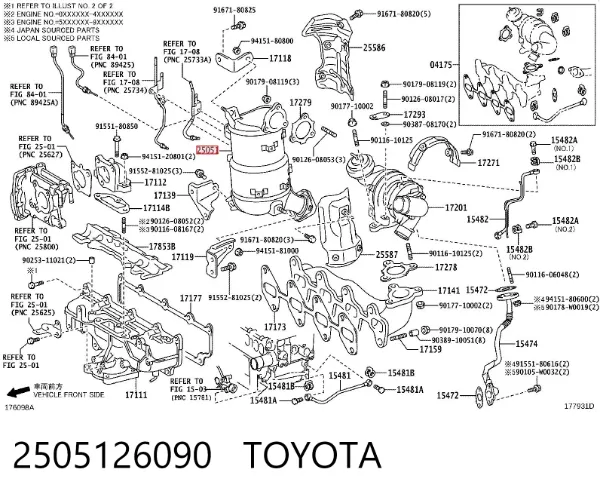 Catalizador 2505126090 Toyota