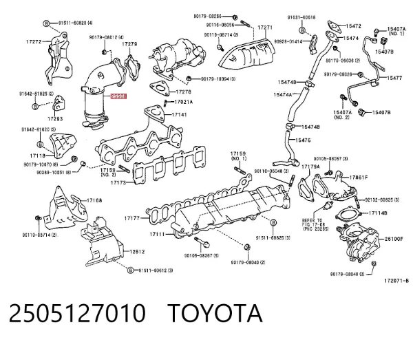 Catalizador 2505127010 Toyota