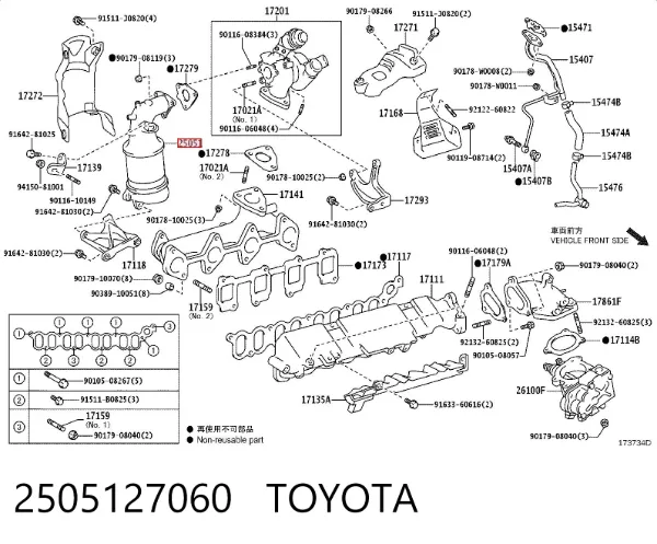 Catalizador 2505127060 Toyota