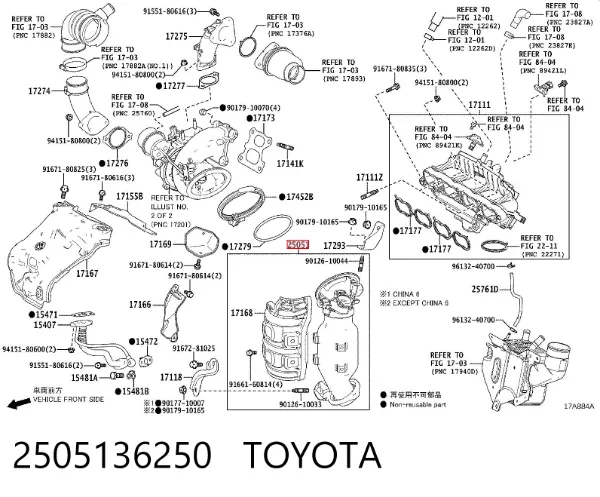 Catalizador 2505136250 Toyota
