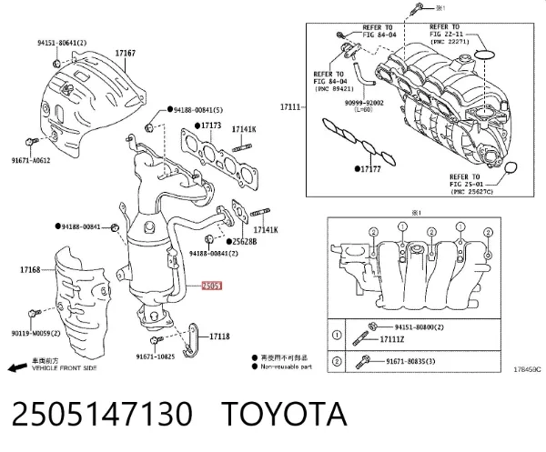 Catalizador 2505147130 Toyota