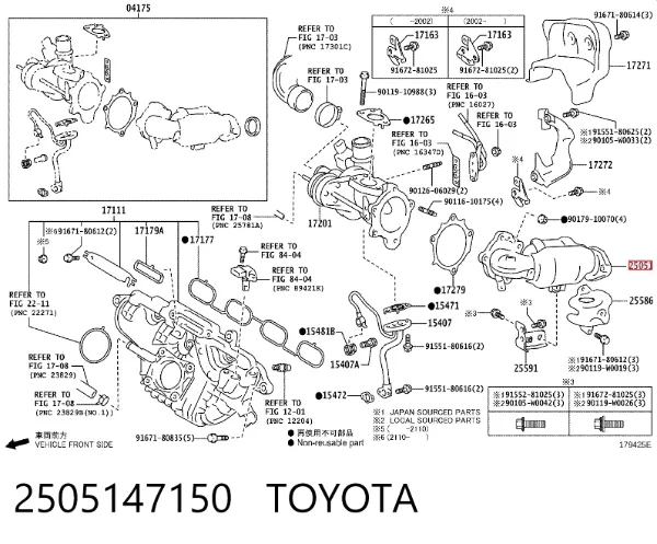 Catalizador 2505147150 Toyota