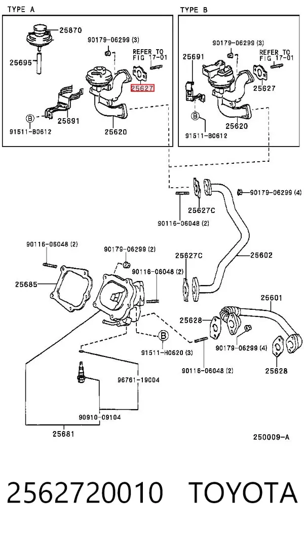 Junta de válvula EGR 2562720010 Toyota