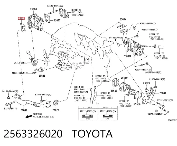 Junta de válvula EGR 2563326020 Toyota