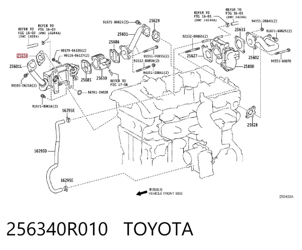 Junta de válvula EGR 256340R010 Toyota