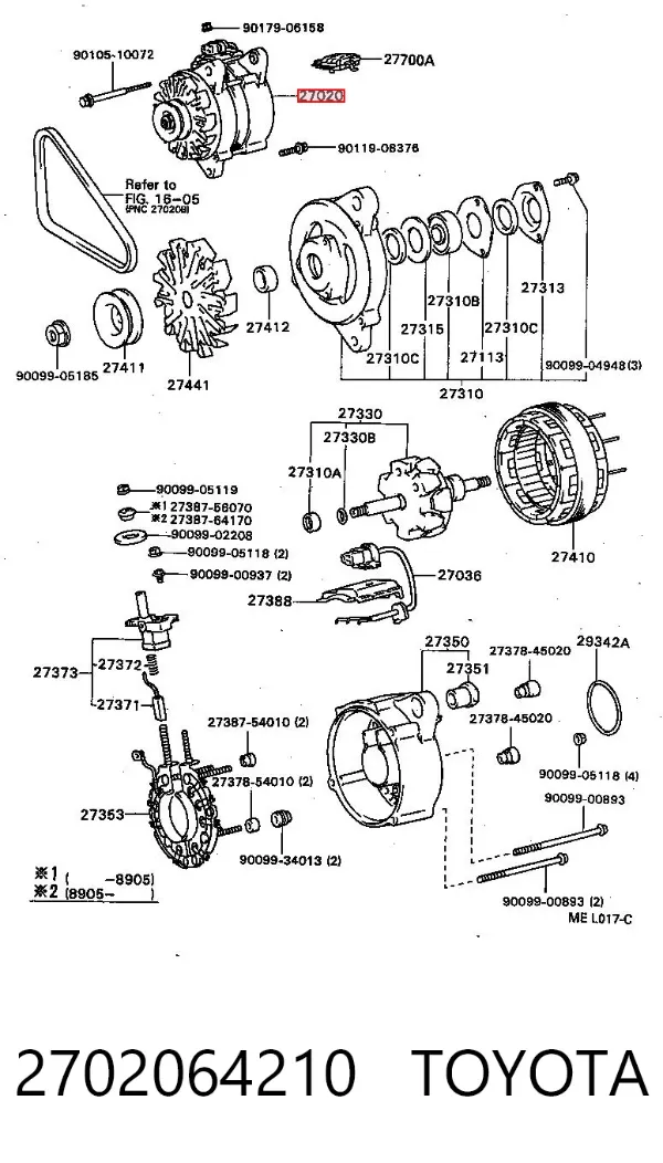 Alternador 2702064210 Toyota