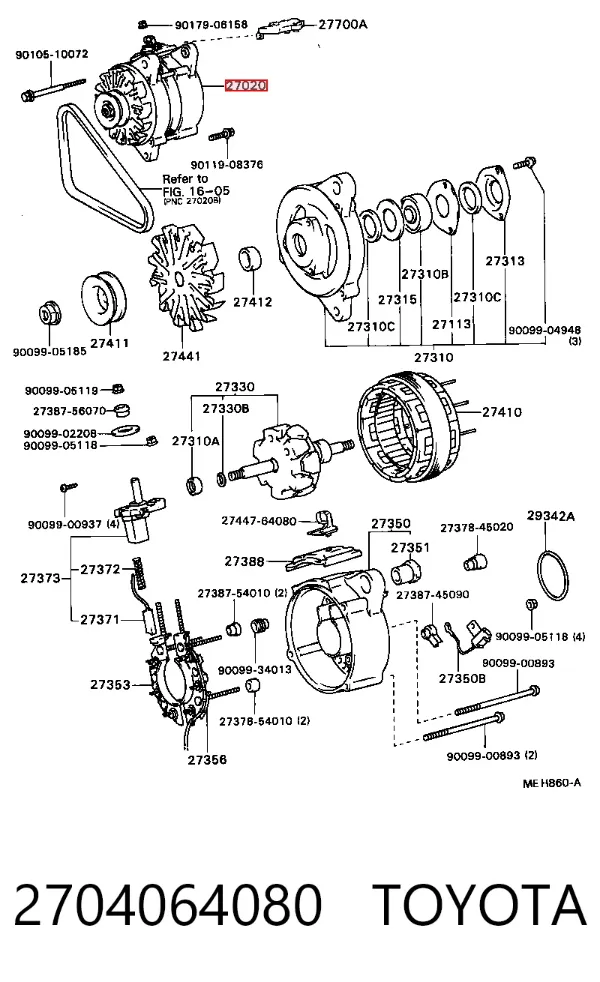 Alternador 2704064080 Toyota