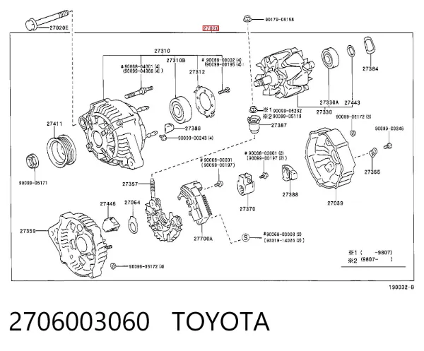 Alternador 2706003060 Toyota