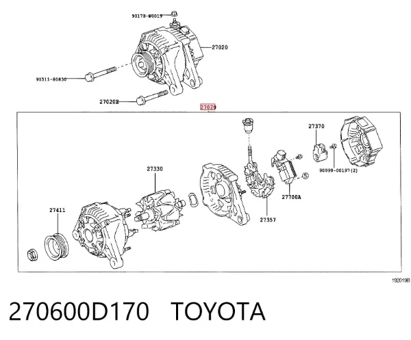 Alternador 270600D170 Toyota